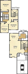 3 Bedroom / 2 and One Half Bath - 1,180 Sq.Ft.*